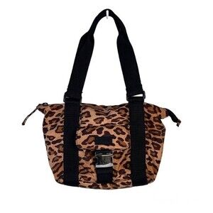Lauren Ralph Lauren Leopard Print Shoulder Bag Black Strap Zip Closure